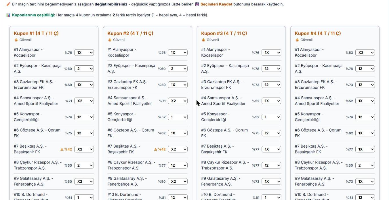4 Çapraz Kupon